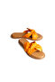 Nira Orange Genuine Leather Women's Slippers - 3