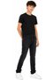 Boy's Vintage Patterned Zipper Closure Lycra Black Color Jeans 3640 - 2