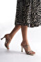 Beige Stone Thin Strap Women's Heeled Slippers Fs20My01C - 2