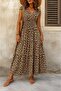 Women's Short Sleeve Double Breasted Collar Elastic Waist Single Jersey Maxi Dress - 2