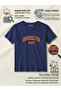 Brooklyn U.S.A. Orange Printed 100% Cotton Navy Blue T-Shirt - 5