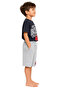 Boy's Top and Bottom Set Navy Blue T-Shirt Gray Shorts - 3