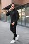 Slim Fit Diving Fabric Zippered Men's Tracksuit Set with V Print - 2