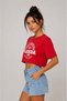 Women's Florida Printed Crop T-Shirt Loose Fit T-Shirt - Red - 2