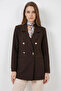 Women's Double-Breasted Collar Double-Button Brown Jacket