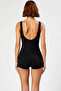 Women's Swimsuit with Shorts Square Neck Sleeveless Covered Without Underwire Plain Pattern Knitted Fabric Beachwear Surf Style - 5