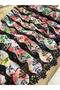 Floral Printed Fabric with Black Lace Trim - 130 cm Wide - 3