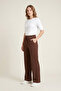 Women's Coffee Color Ruffled Pajama Bottoms