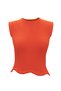 Women's Orange Summer Sleeveless Stylish Design Asymmetrical Cut Ribbed Knitwear Blouse - 2