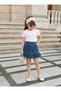 Girl's Tulle Sleeves Combed Cotton Top and Denim Skirt Set - Age 3/12 - 31734 - 5