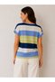 Women's Crew Neck Short Sleeve Striped Sporty Stylish 100% Cotton Tshirt Blouse - 3