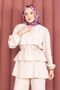 Layered Lace Detailed Double Hijab Set Beige - 2