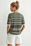 Women's Khaki Draped Cosmos Viscose Knitwear Blouse Blz-19003361 - 6