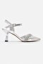 Women's Open-Back Heeled Sandals Silver Crinkled - 2