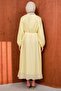 Yellow Balloon Sleeve Waist Tie Dress - 5