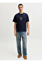 Navy Blue Men's Regular Logo Printed T-Shirt 12295125 Jorhyeres Minimal Tee Neck - 5