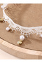 Girls White Lace Choker Necklace with Charms - 4