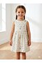Girl's Sleeveless Woven Dress with Rabbit Figure and Back Buttons - 2