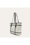 Women's Black Canvas Textured Handbag with Sewing Detail - 2