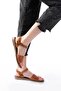 205-012 Tan Orthopedic Genuine Leather Women's Sandals - 4