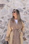Camel Standard Size Plaid Trench Coat - 4