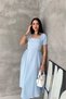 Women's Blue Square-Neck Stone-Detailed Skirt Draped Midi Dress ----   Nbk4621 - 2