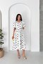 Women's White Shirt Collar Balloon Sleeve Floral Printed Summer Midi Dress ----- Nbk4617 - 4