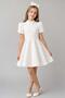Girl's White Dress with Back Button and Low-Cut Detail and Lining Inside - 4