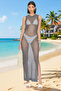 Women's Crew Neck Sleeveless Mesh Slit Backless Beach Dress - 5