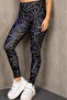 Women's High Waist Digital Patterned Gathering Sports Leggings - 3