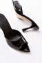 716 Black Patent Leather Pointed Toe Heeled Women's Slippers - 4