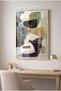 Organic Abstract Form Green and Gold Colored Glass Painting - Gold Metal Framed Painting for Home, Business, and School
