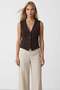 Bitter Brown V-Neck Vest with Stitching Detail Alc-X15496