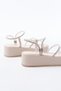 Zri̇n-1008 Premium Beige Silver Stone Wedge Heeled Women's Sandals - 5