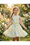 White Halter Neck Floral Girl's Dress