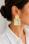 Gold Detailed Large Size Patterned Resin Earrings Modern Design Women's Earrings - 3