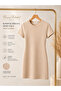 Kompak Ribana Zero Neck Mini Dress – Beige - 2
