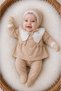 Cotton 5-Piece Seasonal Scalloped Waffle Fabric Newborn Baby Girl Hospital Discharge Bodysuit Set - 6
