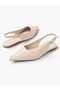 Women's Black Wrinkled Patent Leather Metal Toe Detail Ballerinas - 6