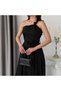 Black Shoulder-Tie Stoned Chiffon Dress - 5