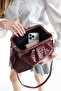 Burgundy Knitted Detailed Clutch Portfolio and Shoulder Bag - 4