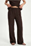 Women's Kelsey Asymmetrical Tie-Up Vest Elastic Waist Trousers Woven Brown Bottom Top Set - 5