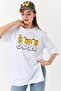 Women's Garfield Printed Crew Neck Tshirt with Side Slits White - 2