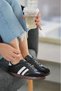 Women's Black Striped Casual Sneaker - 4