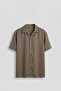 Men's Relaxed Fit Open Collar Short Sleeve Tencel Shirt Khaki