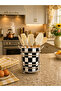 Mutfak 105 Dowry Set 10 Pieces Black Checkered Pattern Silver - Feray Home - 5