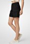 Women Solid Cargo Shorts, Black - 3
