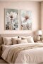 Soft White Floral Modern 2-Piece Glass Painting Set with White Metal Frame for Home and Office - 3