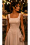 Women's Strappy Square Neck Long Dress - 2