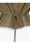 Zippered, Tie-Waist Detailed, Sleeveless, High-Neck Linen Vest - 5